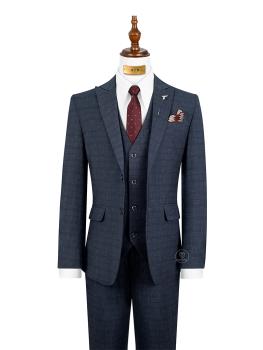 Bộ Suit Xám Đậm Hoạ Tiết Kẻ Xước Modern Fit TGS379